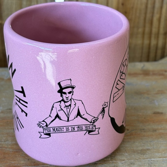 Pink & Black Voodoo Doughut Ceramic Coffee Mug with Hole in Center Size 12oz - Picture 2 of 7